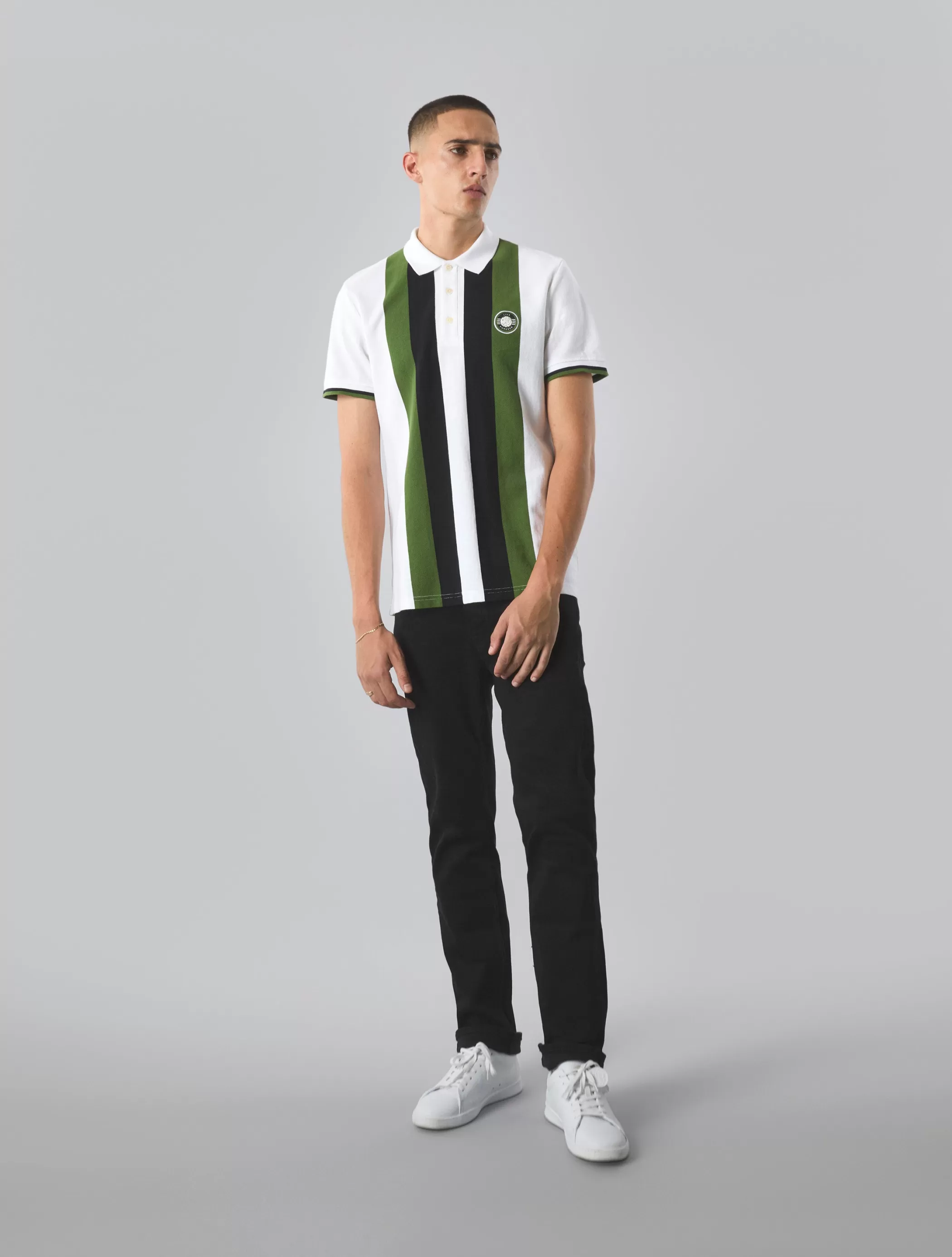 Discount Live Forever Engineered Stripe Polo Polos